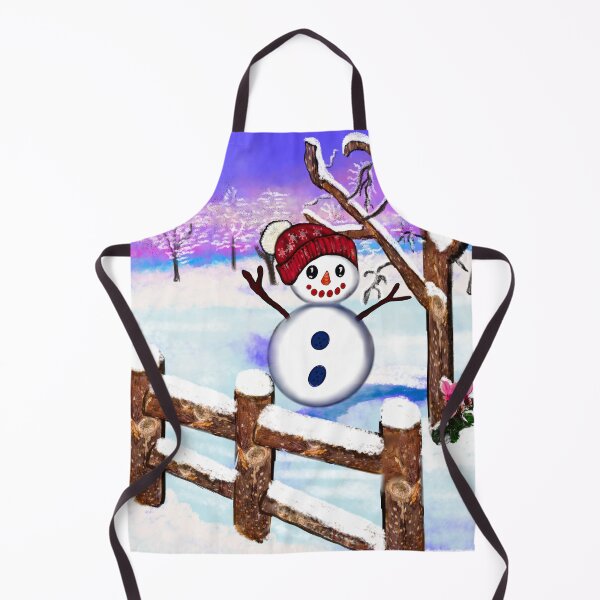 Item preview, Snowman Felicidades wearing winter Festive holiday season red hat in tranquil winter snow designed and sold by Artonmytee.