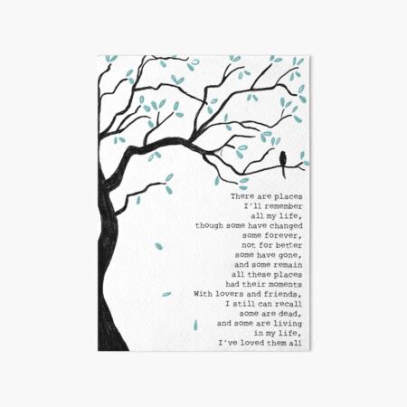 In My Life Lyrics Art Board Print By Pickle Lily Redbubble