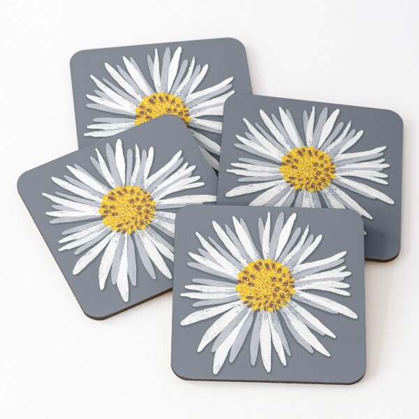 Item preview, White asters on slate gray designed and sold by colorofmagic.