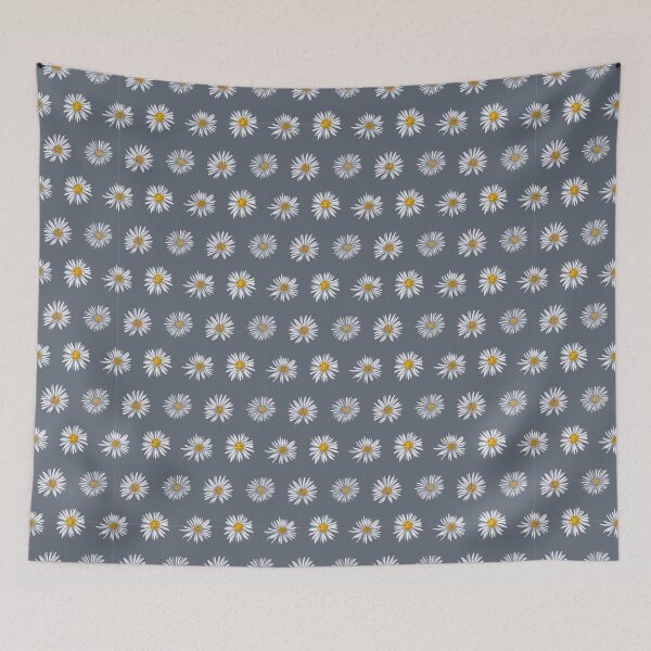 Item preview, White asters on slate gray designed and sold by colorofmagic.