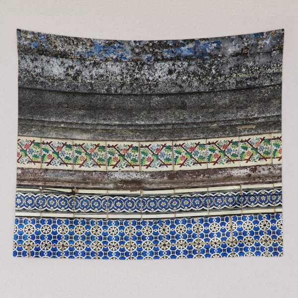 Item preview, Weathered Portuguese Tile Mosaic Pattern Decorated Building Facade designed and sold by worldways.