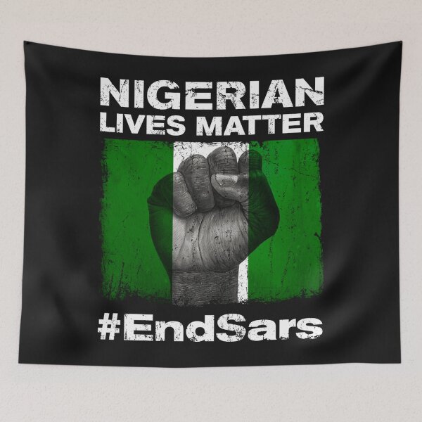 Item preview, Nigerian Lives Matter End Sars Nigeria Fist Flag designed and sold by Bonifacio07.