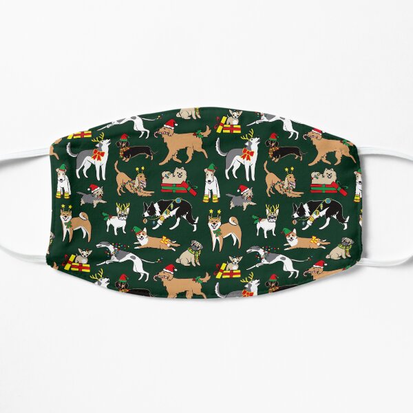 Christmas Dogs Green Flat Mask