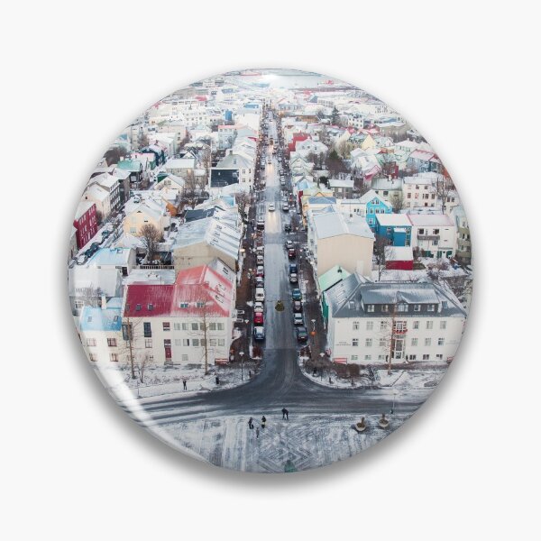 Item preview, View over Reykjavik from the clock tower, just after sunrise on a wintry day designed and sold by Victoria Ashman.