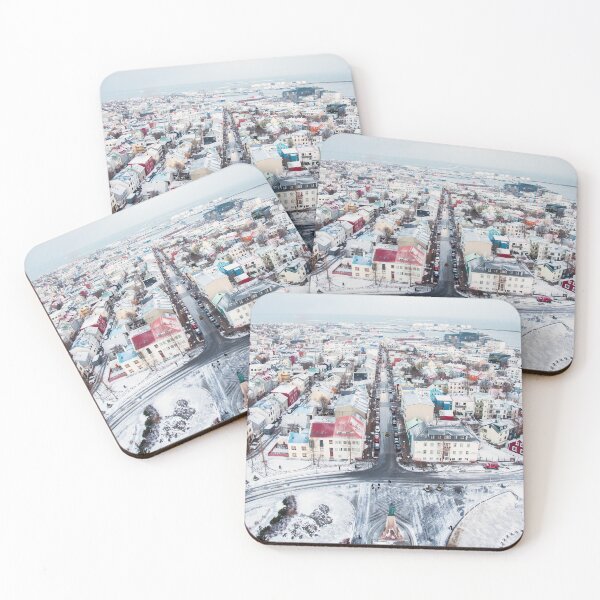 Item preview, View over Reykjavik from the clock tower, just after sunrise on a wintry day designed and sold by Victoria Ashman.