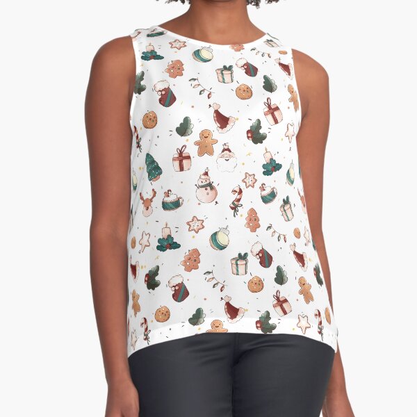 Christmas Pattern - Cute Christmas characters Sleeveless Top