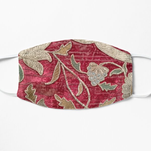 Baroque Red Floral Velvet Brocade Flat Mask