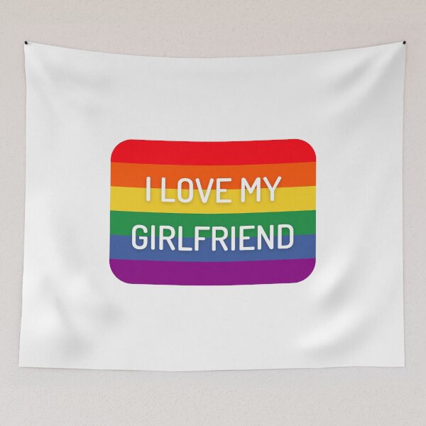 Item preview, I Love My Girlfriend - LGBT Pride Flag designed and sold by LilDesignWitch.