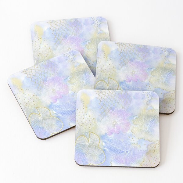 Item preview, Abstract Aesthetic Watercolor in Blue Purple Pink Gold designed and sold by CoconatStudio.