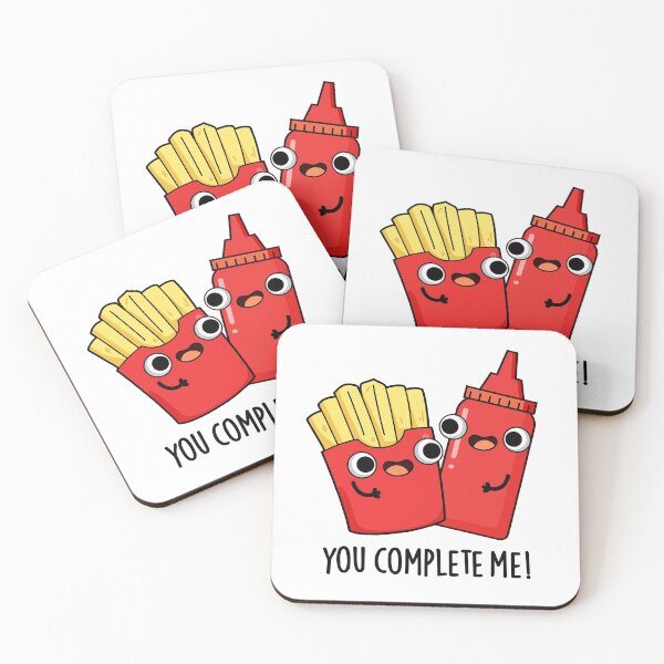 Item preview, You Complete Me Fries Ketchup Funny Food Puns  designed and sold by punnybone.