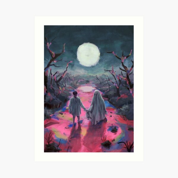 moon painting paranormal Soul of the Moon Print- eerie painting dark art horror gothic art acrylic paint creepy art creepy painting