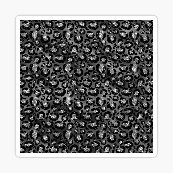 Black Grey and Silver Leopard Print Design Sticker