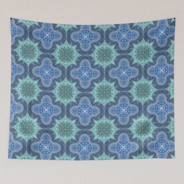 Item preview, Blue and Teal Flower Mandala designed and sold by glachhabria.