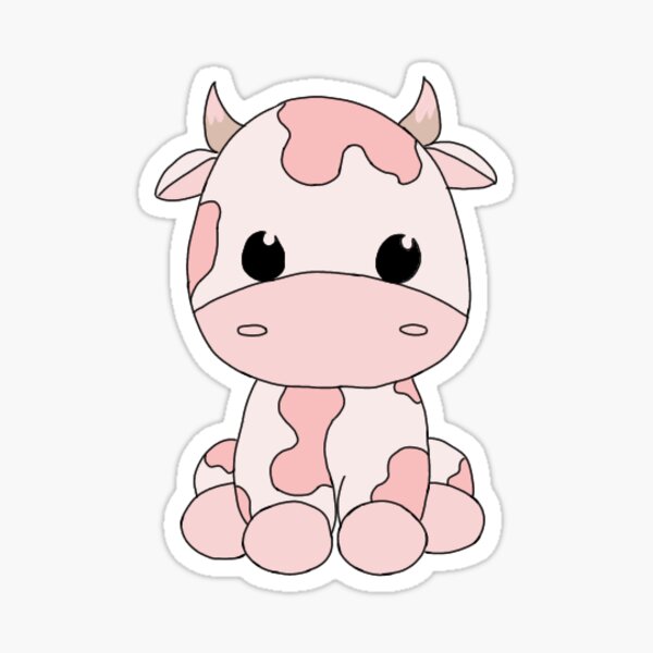 "Cute strawberry cow cartoon" Sticker by rottenfairy | Redbubble