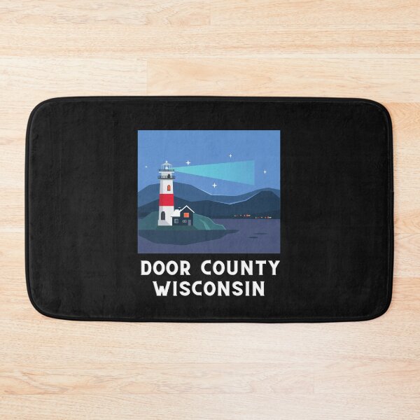 Item preview, Door County Wisconsin Lighthouse Graphic Drawing Island Night Design Lake Michigan Travel Vacation Camping designed and sold by fineartprints1.