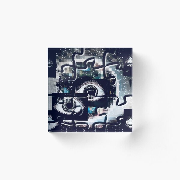 Puzzlespiele Augen Pixel Acrylblock
