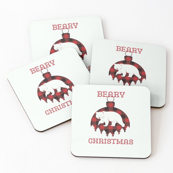 Item preview, Beary Christmas Merry Cute Funny Christmas Bear with Flannel Ornament designed and sold by RKSDesigns.