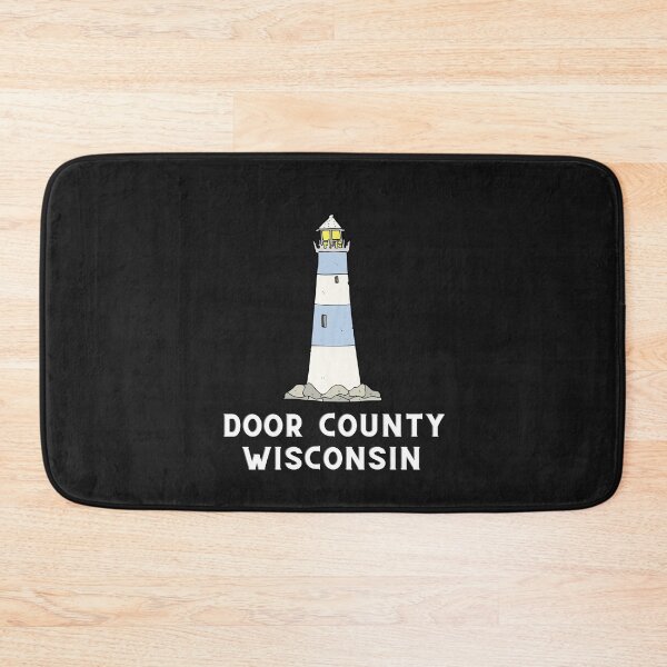 Item preview, Door County Wisconsin Lighthouse Blue White Rocks Graphic Drawing Design Lake Michigan Travel Vacation Camping designed and sold by fineartprints1.