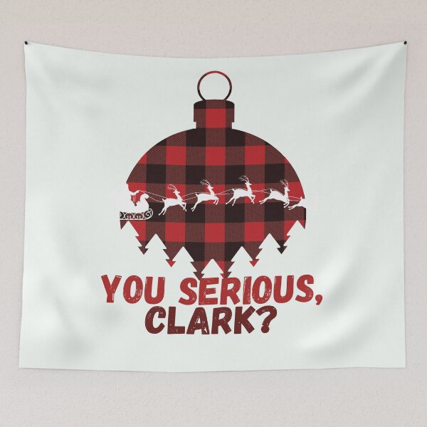 Item preview, You Serious Clark? Santa and Sleigh Flying with Red Flannel Ornament designed and sold by RKSDesigns.