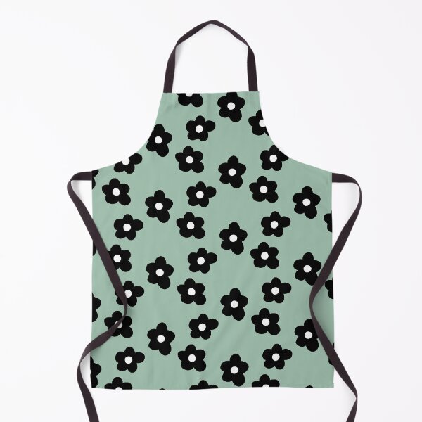 Item preview, Black and White Retro Flowers Green Background designed and sold by emily  gaskin.