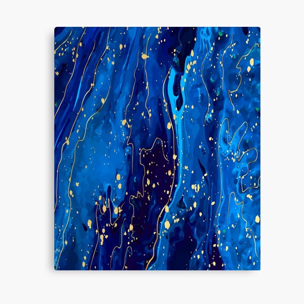  GUANMING Blue Marble Texture Golden Border Wall Art