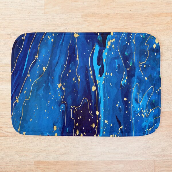 gold and blue marble Bath Mat