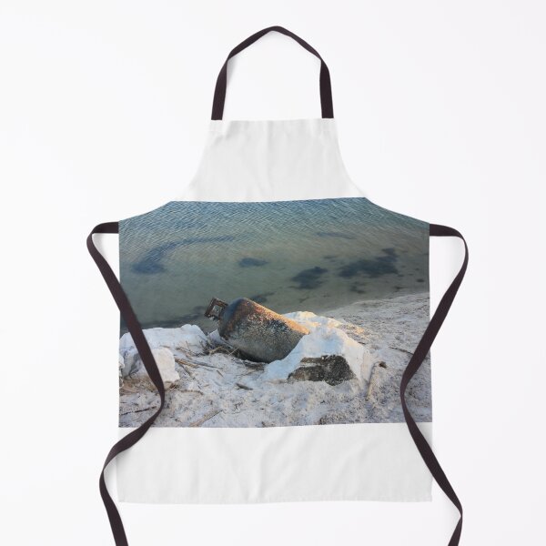 Item preview, old rusty gas cylinder abandoned to pollute white sand of the sea or river beach designed and sold by alessiapenny.