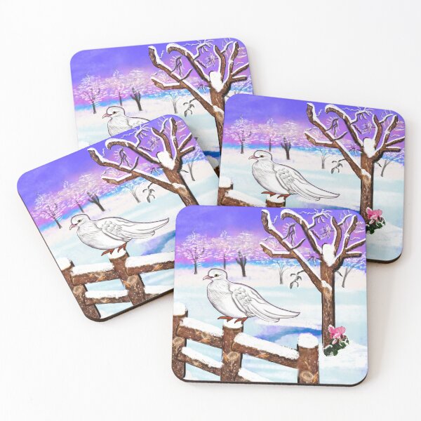 Item preview, Snow dove of Peace - white dove in tranquil winter scenery designed and sold by Artonmytee.