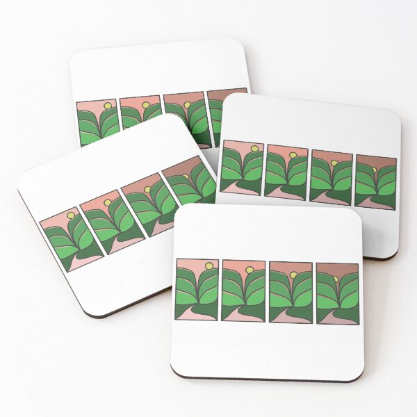 Item preview, Four Panel Horizon Mountain Sunset Pink Green designed and sold by mountainandmoor.