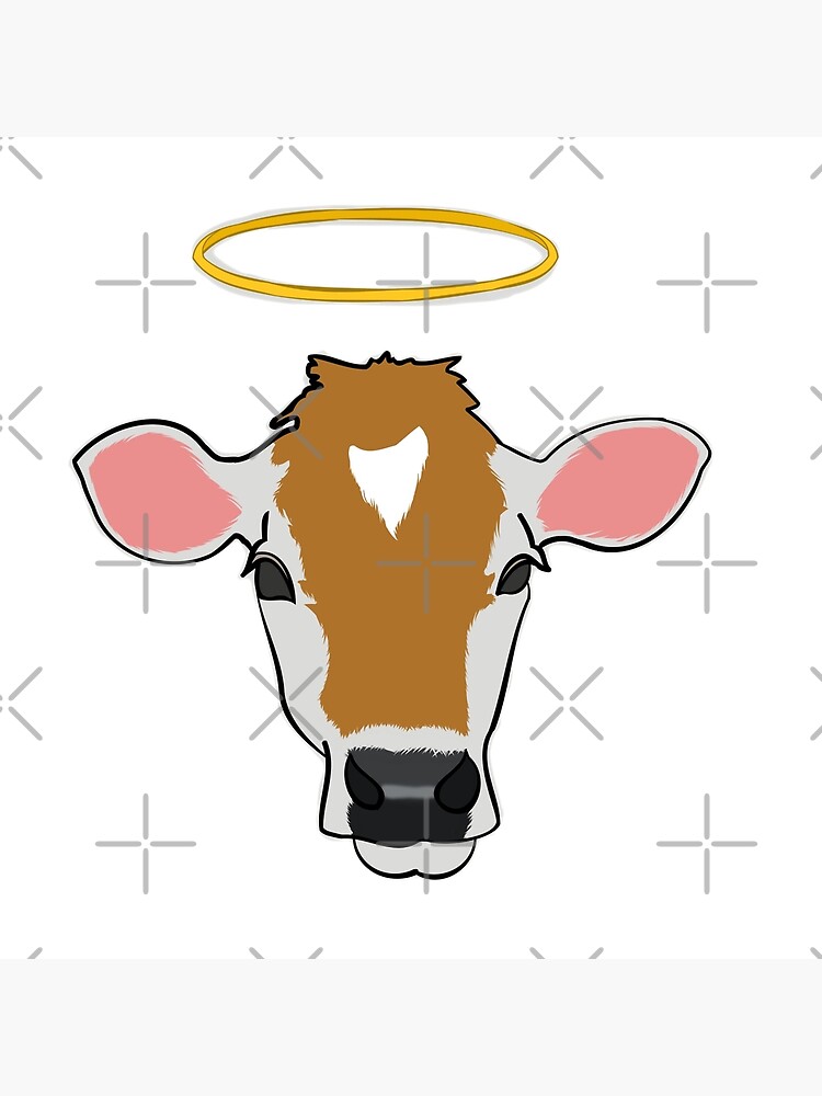 Holy Cow Print T-Shirt. Sacred Holy Cow With Halo Art Design Holy Cow Print T-Shirt. Sacred Holy Cow With Halo Art Design