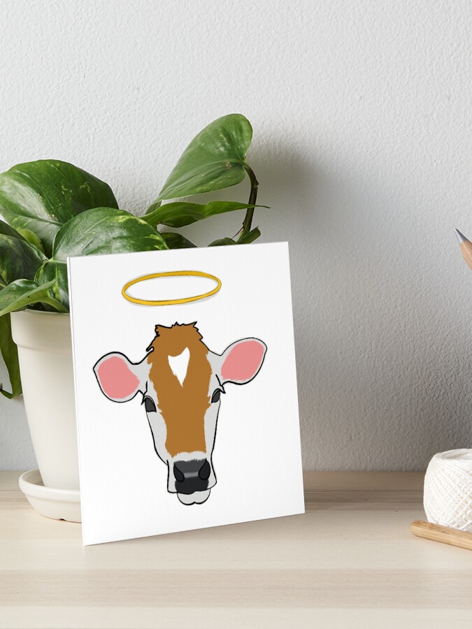 Holy Cow Print T-Shirt. Sacred Holy Cow With Halo Art Design Holy Cow Print T-Shirt. Sacred Holy Cow With Halo Art Design
