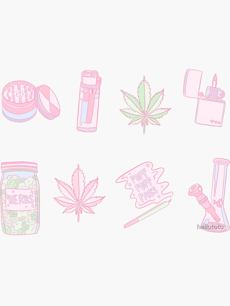 Kawaii 420 Stoner Sticker Set by hellototo