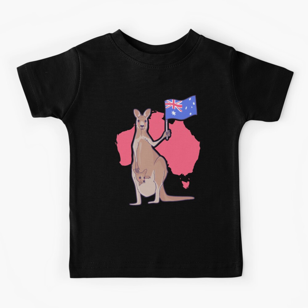 Cute Aussie Kangaroo Flag Map Kawaii Cartoon Australian