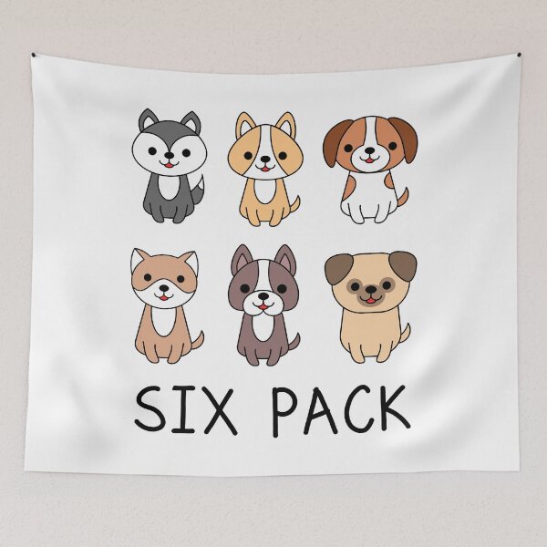 Item preview, Six Cute Dogs with Six Pack Text designed and sold by TashaVector.