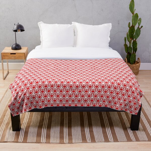 Scandi Midcentury Modern Retro Geometric Tomatoes Pattern Throw Blanket