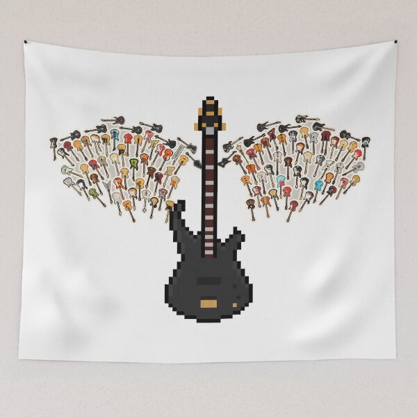 Item preview, Black Bass Pixel Guitar with Angel Wings (CB) designed and sold by gkillerb.