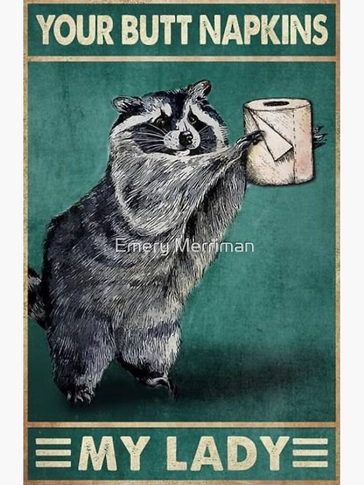 Aperçu 3 sur 3. Poster avec l'œuvre Serviettes de table en raton laveur créée et vendue par emerymerriman.