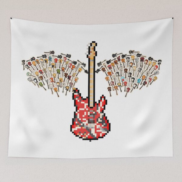 Item preview, Red Frankensteined Pixel Guitar with Angel Wings (EVH) designed and sold by gkillerb.