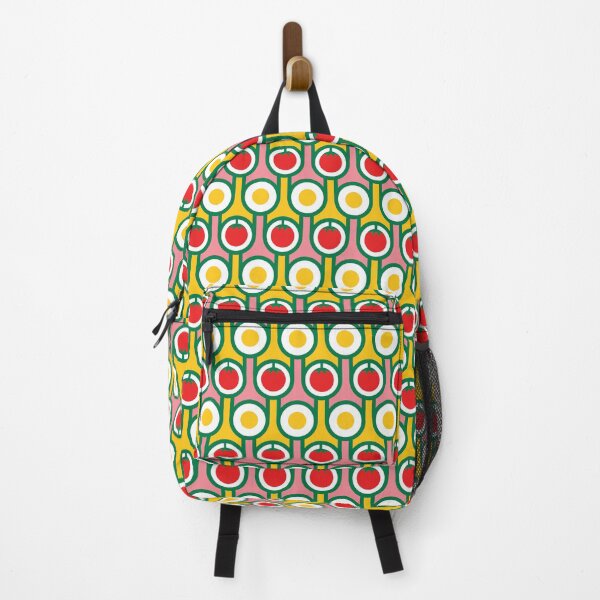 Scandi Midcentury Modern Retro Geometric Eggs Tomatoes Pattern Backpack
