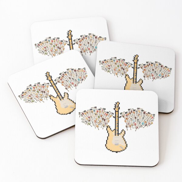 Item preview, White Woodstock Pixel Guitar with Angel Wings (JH) designed and sold by gkillerb.