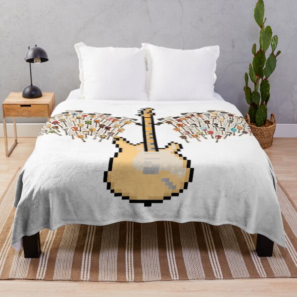 Item preview, White Woodstock Pixel Guitar with Angel Wings (JH) designed and sold by gkillerb.