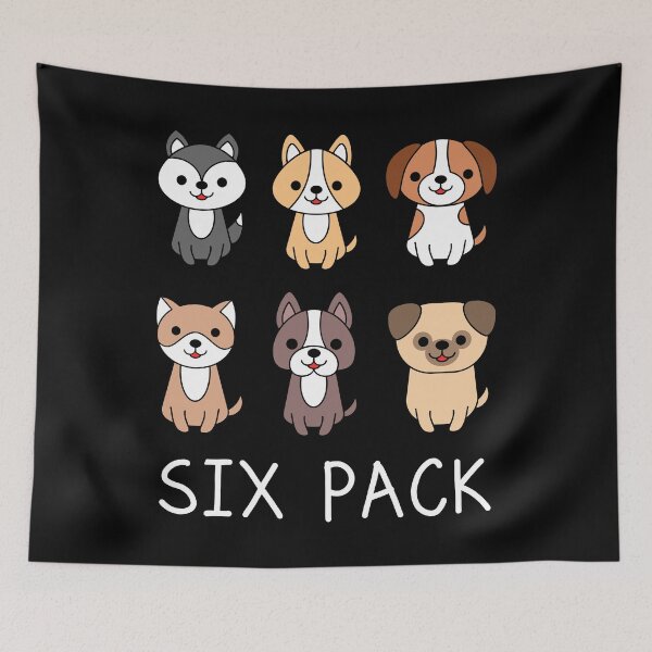 Item preview, Six Cute Dogs with Six Pack Pun designed and sold by TashaVector.