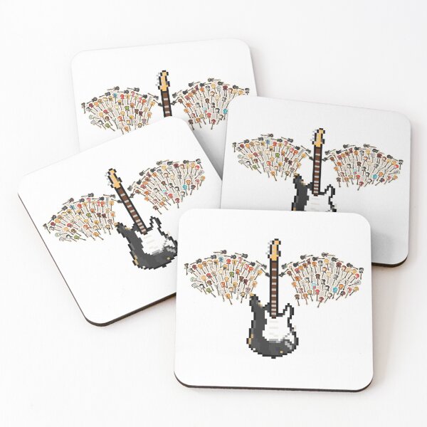 Item preview, Black Pixel Guitar with Angel Wings (JH) designed and sold by gkillerb.