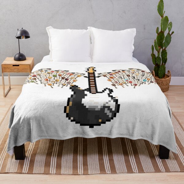 Item preview, Black Pixel Guitar with Angel Wings (JH) designed and sold by gkillerb.