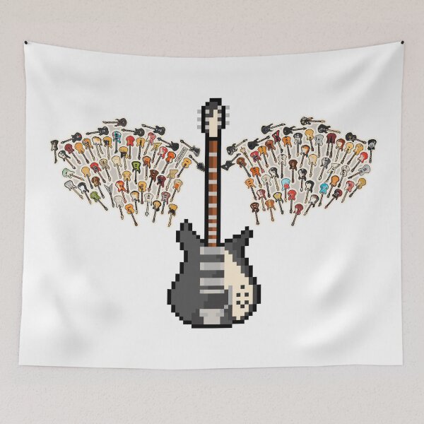 Item preview, Grey Capri Style Pixel Guitar with Angel Wings (JL) designed and sold by gkillerb.