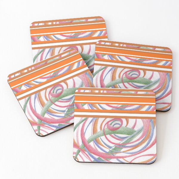 Item preview, Abstract Swirls & Stripes, Orange Color Blocking, Expressive Drawing by Courtney Hatcher designed and sold by cghatcherart.