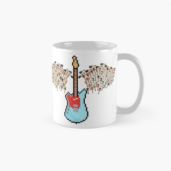 Item preview, Blue Lefty Mustang Pixel Guitar with Angel Wings (KC) designed and sold by gkillerb.