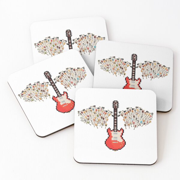 Item preview, Red Pixel Guitar with Angel Wings (LS) designed and sold by gkillerb.