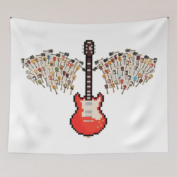 Item preview, Red Pixel Guitar with Angel Wings (LS) designed and sold by gkillerb.