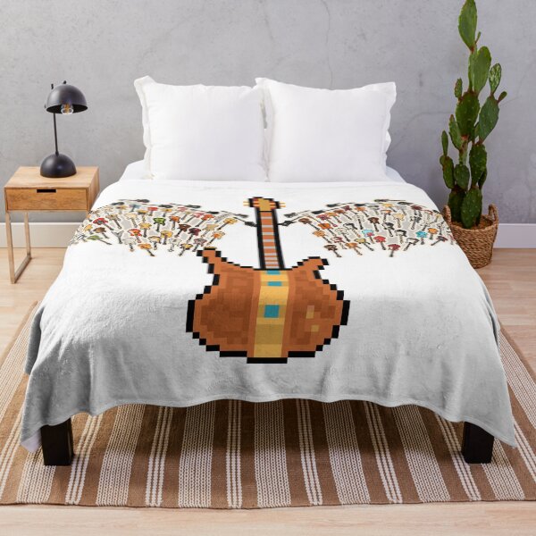 Item preview, Wood Carved Bass Pixel Guitar with Angel Wings (LK) designed and sold by gkillerb.